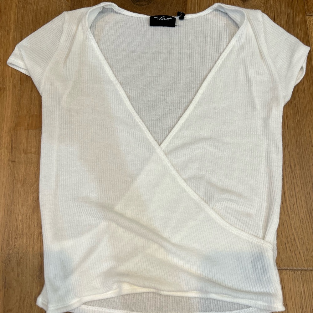Sheer white cross front top